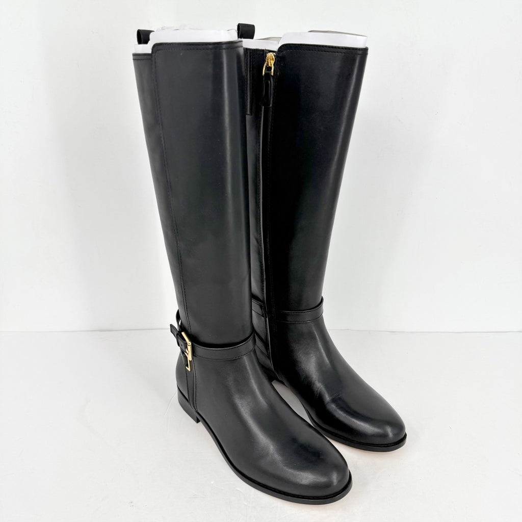 Lauren Ralph Lauren Womens Blayke Buckled Riding Boots US 5 Black Leather NWOB