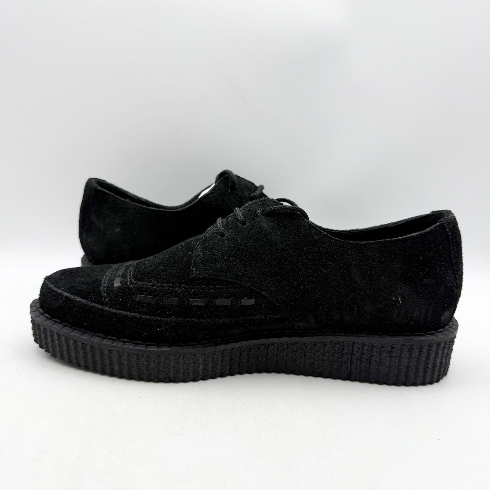 RE/DONE Women Creeper Oxford Shoe EU 37 US 7 Black Suede Platform NWOB