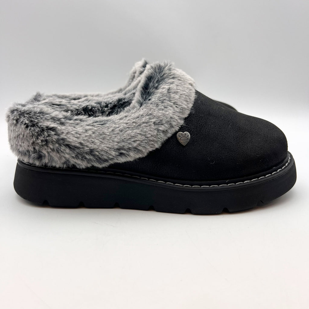 Bobs Skechers Womens Keepsakes Lite Slippers Size 5 EU 35 Black Vegan Suede NWOB