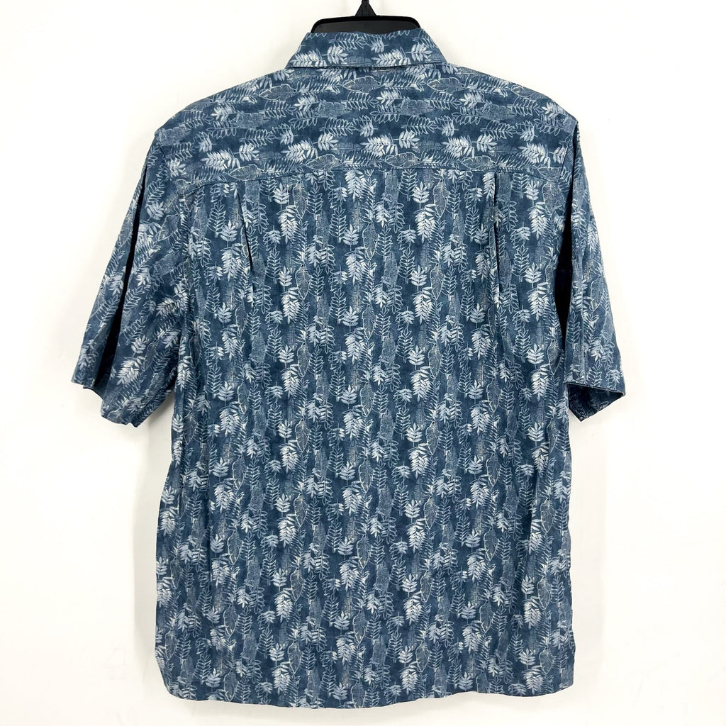 L.L. BEAN Mens Tropics Print Short-Sleeve Shirt Small Storm Blue Leaves NWT
