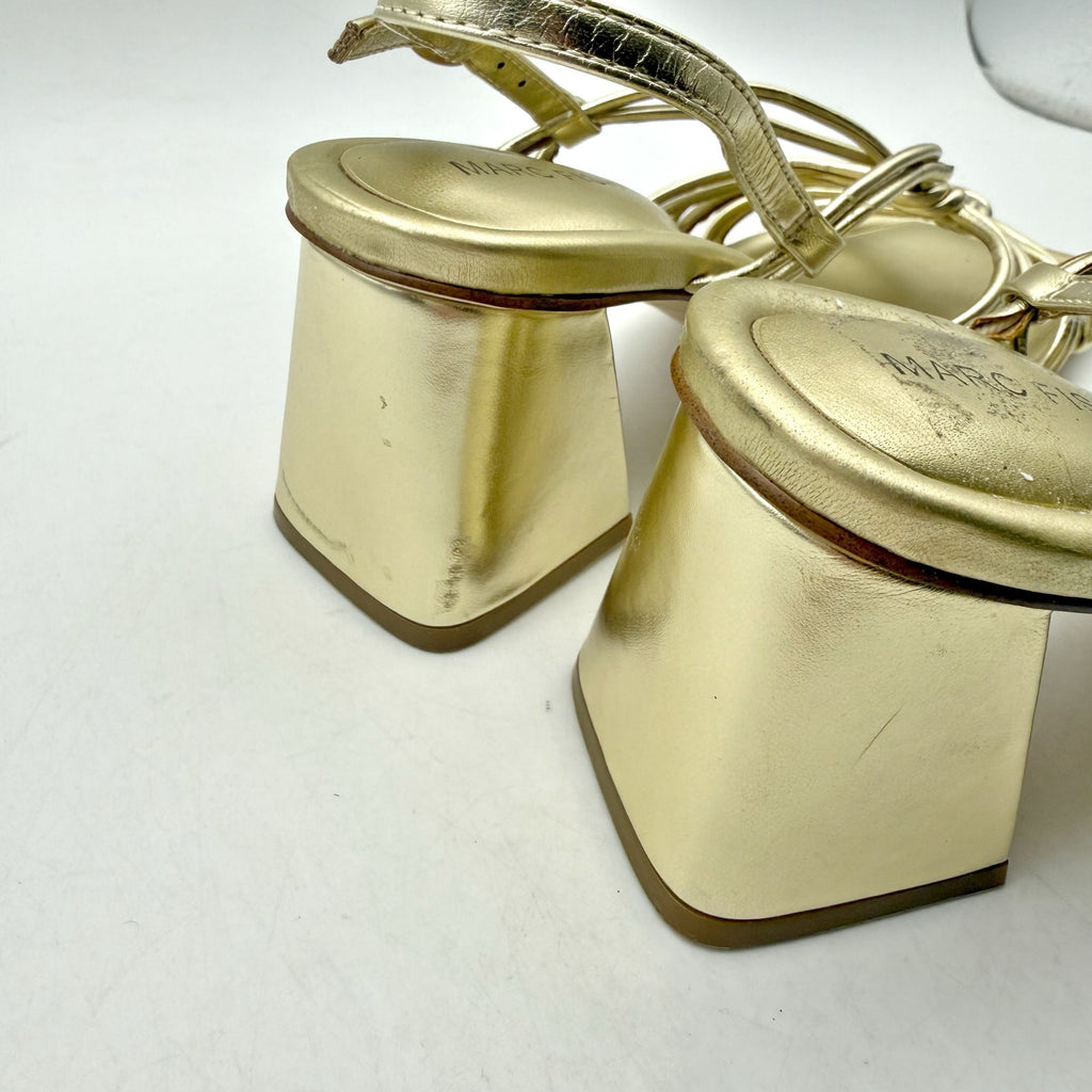Marc Fisher Womens Magnify Heeled Sandals Size 6 M EU 36.5 Gold NWOB
