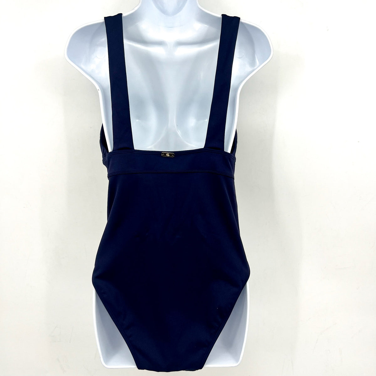 Lauren Ralph Lauren Sculpting One-Piece Swimsuit Size 16 Navy Blue Vneck NWT