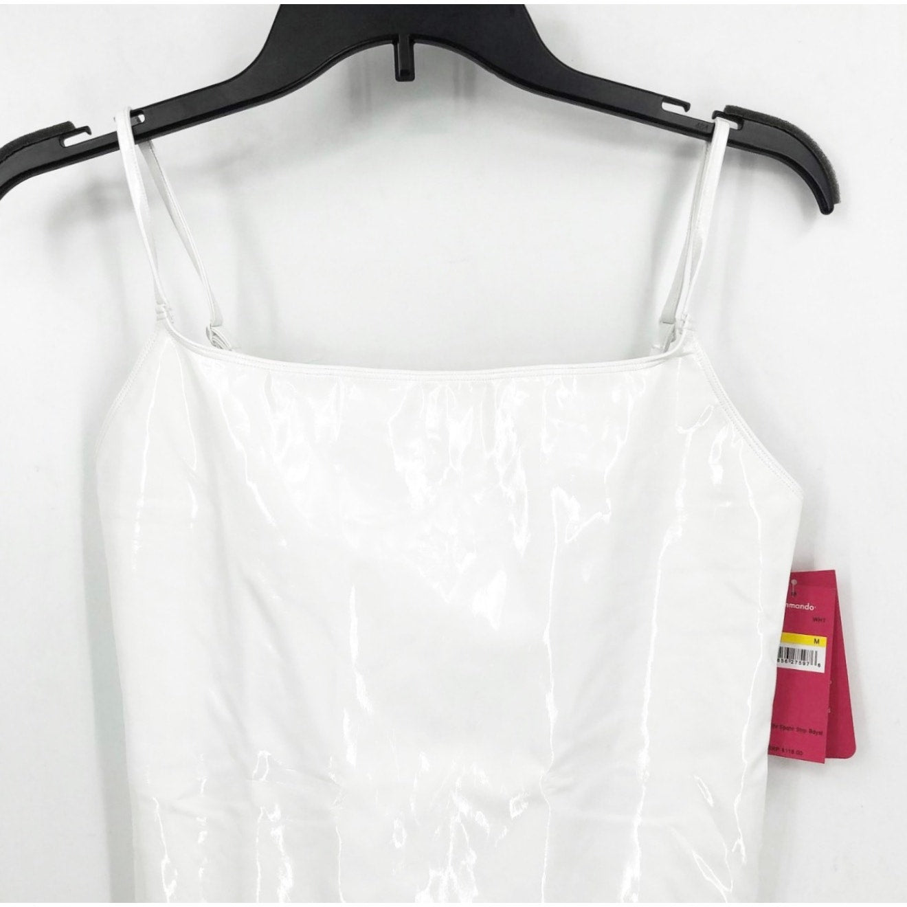 COMMANDO Women's Faux Patent Leather Cami Bodysuit Medium White NWT BDS310