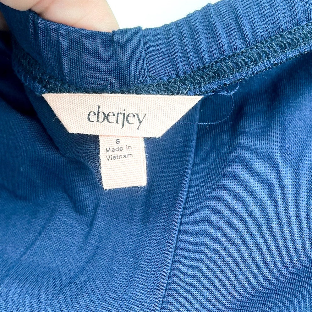 EBERJEY Women's Gisele Long PJ Set Small Navy Blue Ivory TENCEL Modal NWOT