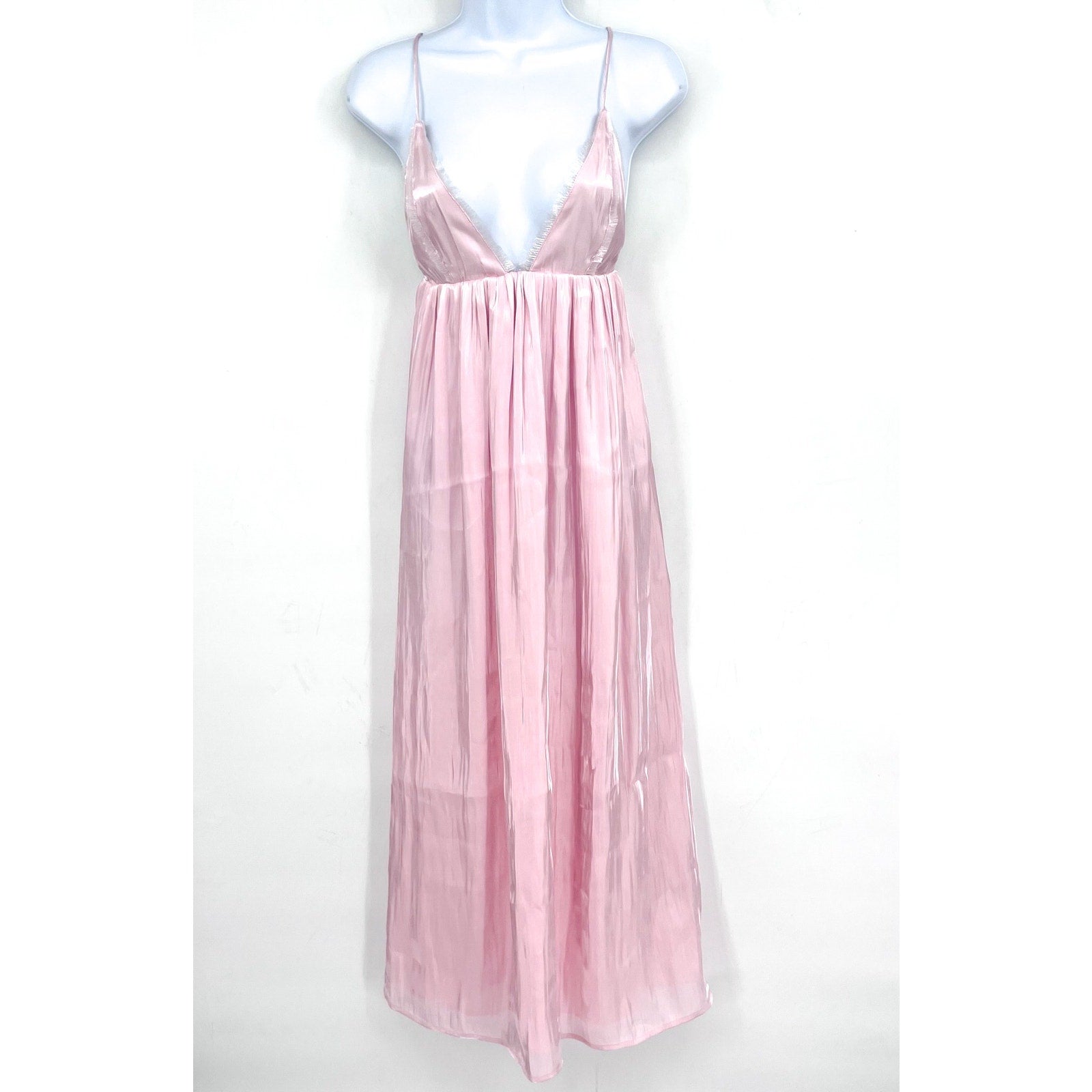 GANNI Womens Changeant Strap Dress Size 34 US 2 Chalk Pink Satin Slip Dress NWOT