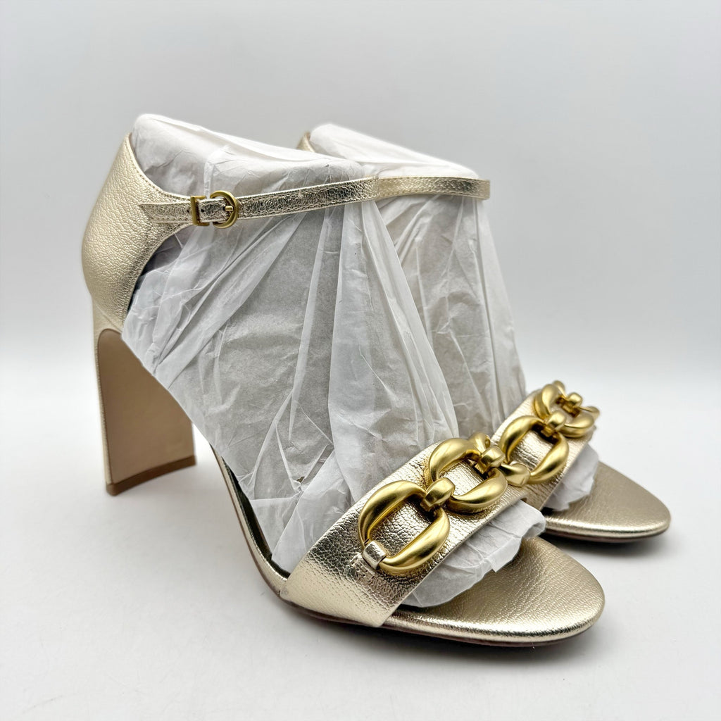 Vince Camuto Womens Aurelia Heel Sandals Size 12 M EU 43.5 Gold Leather NIB