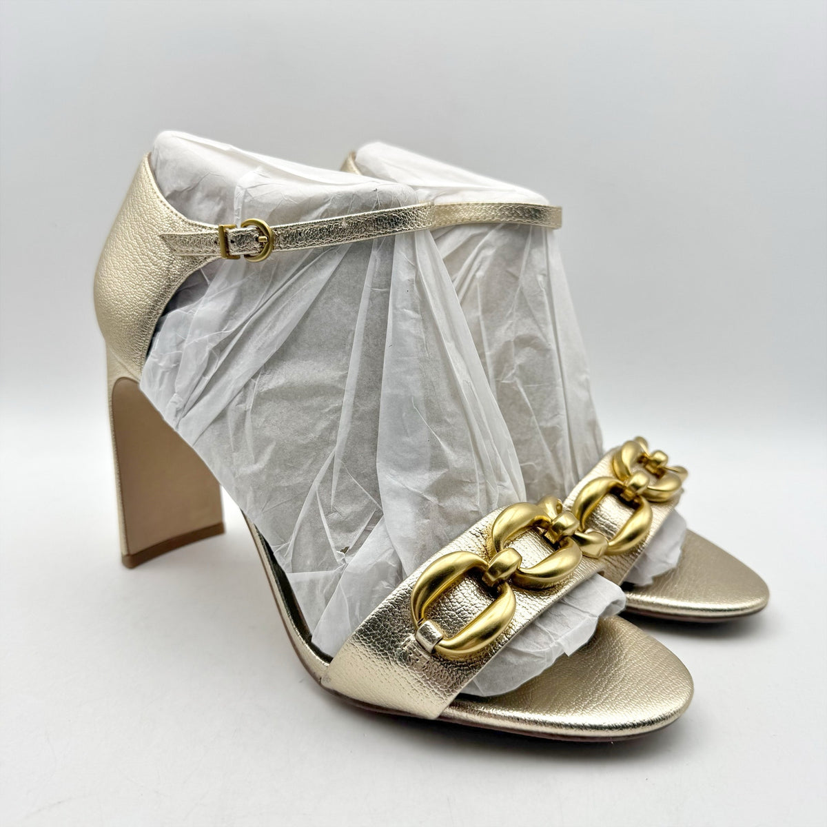 Vince Camuto Womens Aurelia Heel Sandals Size 12 M EU 43.5 Gold Leather NIB