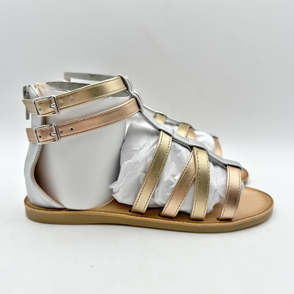 Treasure & Bond Kids Alana Gladiator Sandals Size 2 M EU 33 Gold Silver NIB