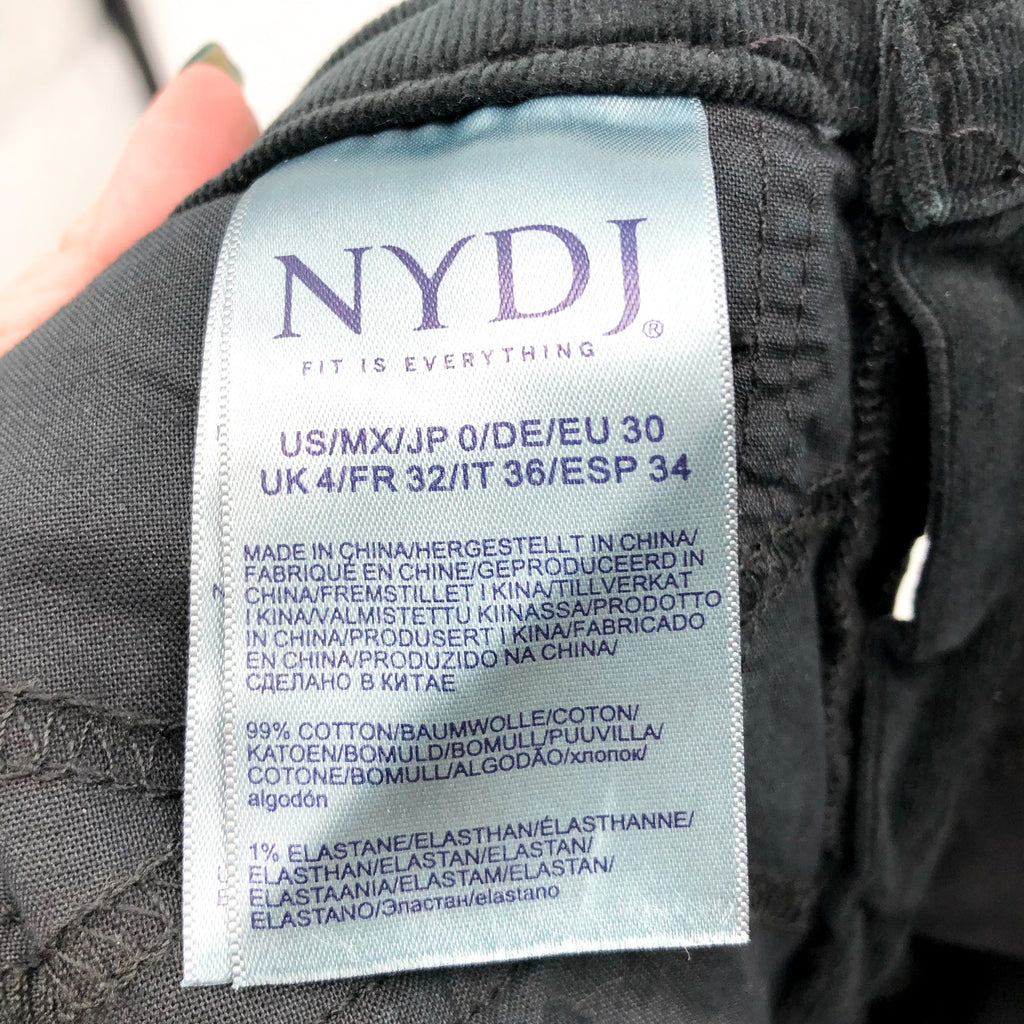 NYDJ Women's Marilyn Straight Jeans Size 0 Black Corduroy Stretch 30" Inseam NWT
