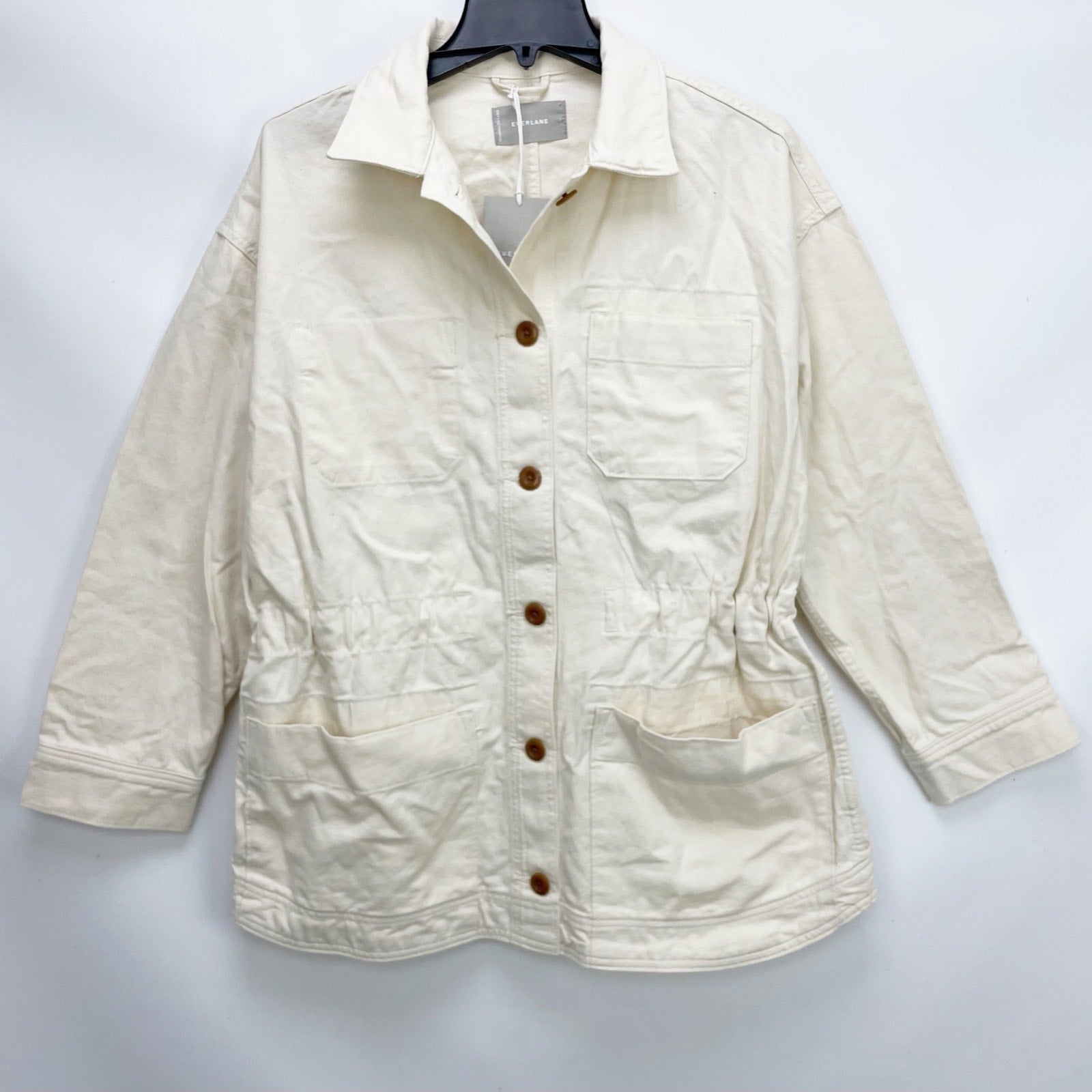 Everlane Womens The Cinchable Chore Jacket Medium Cream Bone NWT