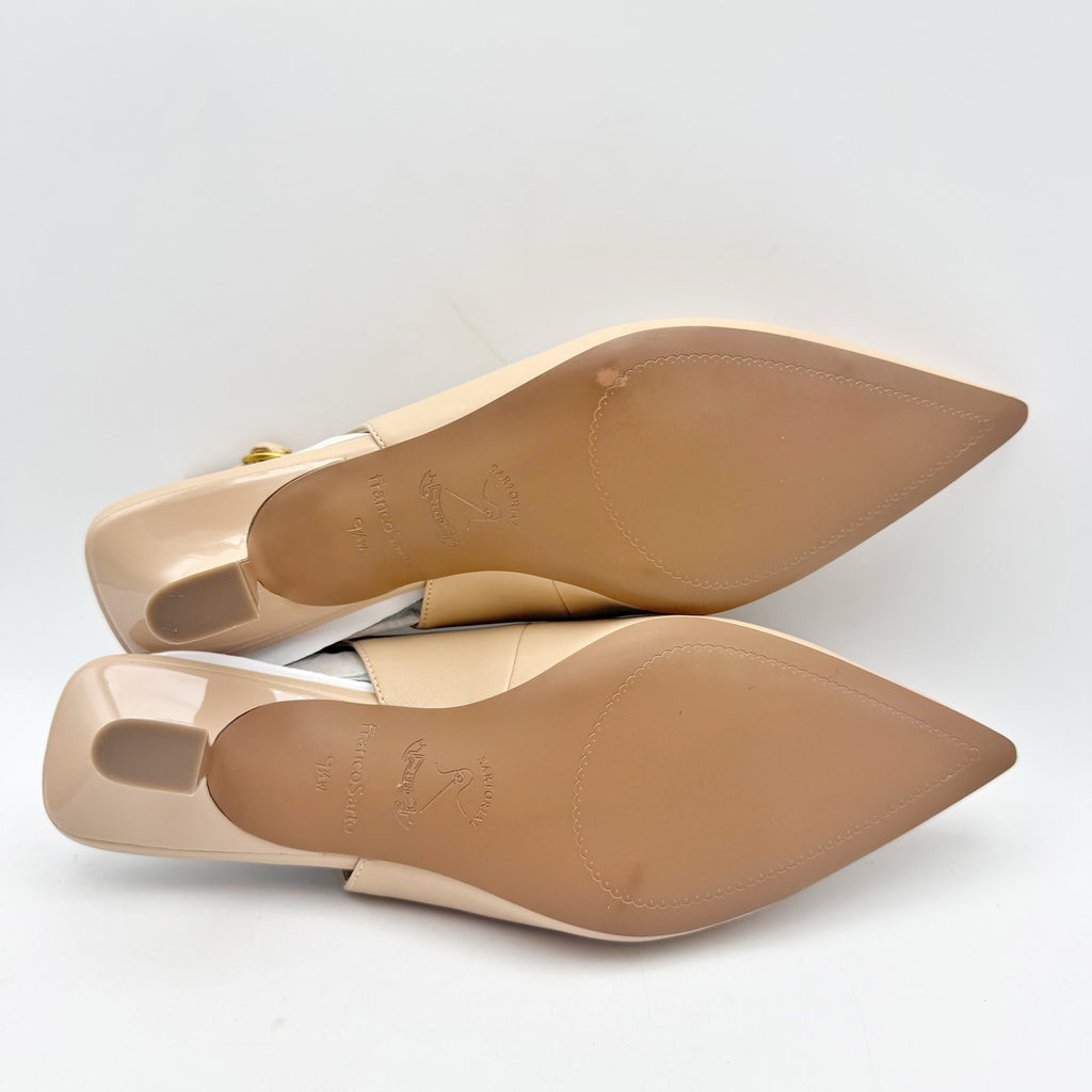 Franco Sarto Womens Jaden Slingback Pumps US 9.5 Wide EU 40.5 Nude Beige NIB
