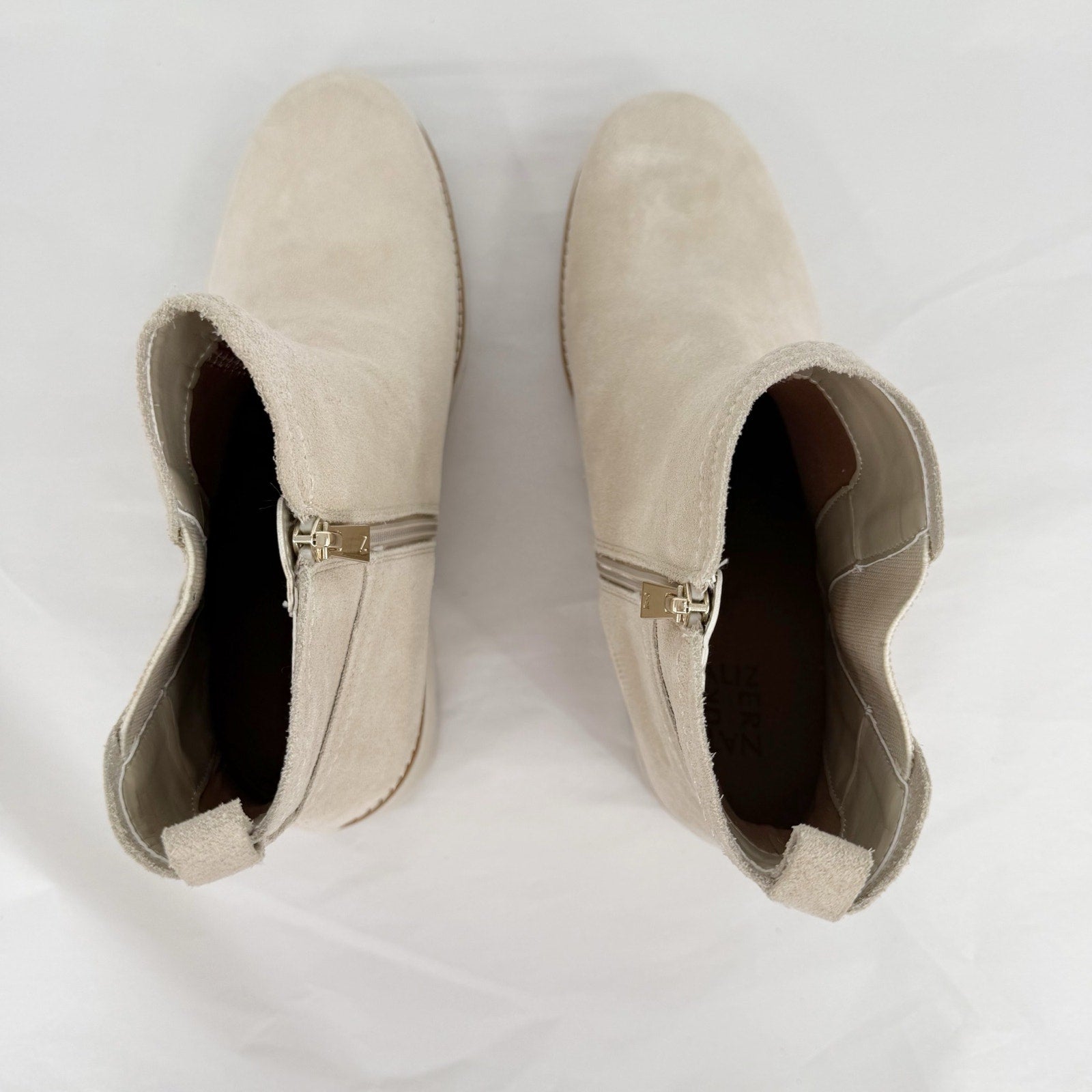 Naturalizer Womens Darry Platform Ankle Booties Size 12 WIDE Beige Suede NWOB