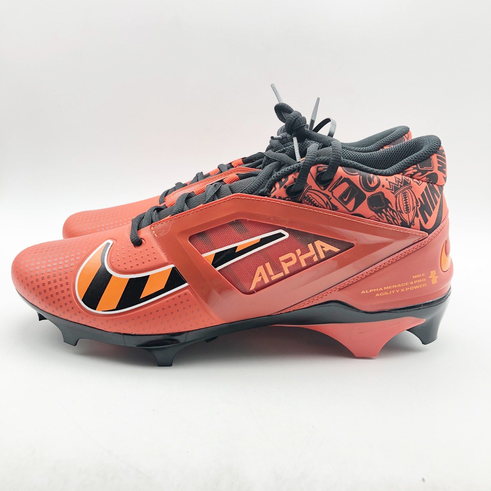 Nike Mens Alpha Menace 4 Pro NRG Molded Football Cleat Size 13 Orange Black NWOB