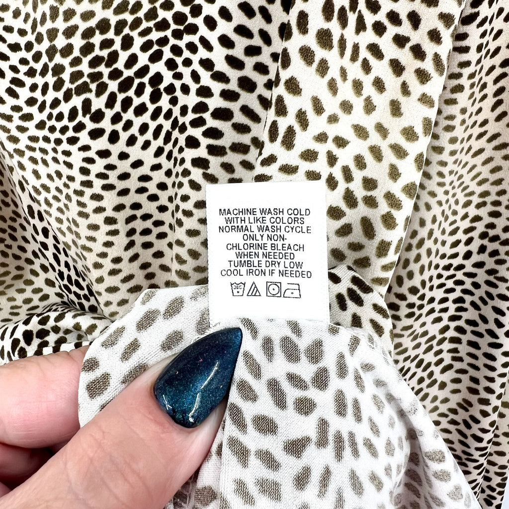 BEACON APPAREL Womens Leopard Print Top Medium Tan Long Sleeve NWOT