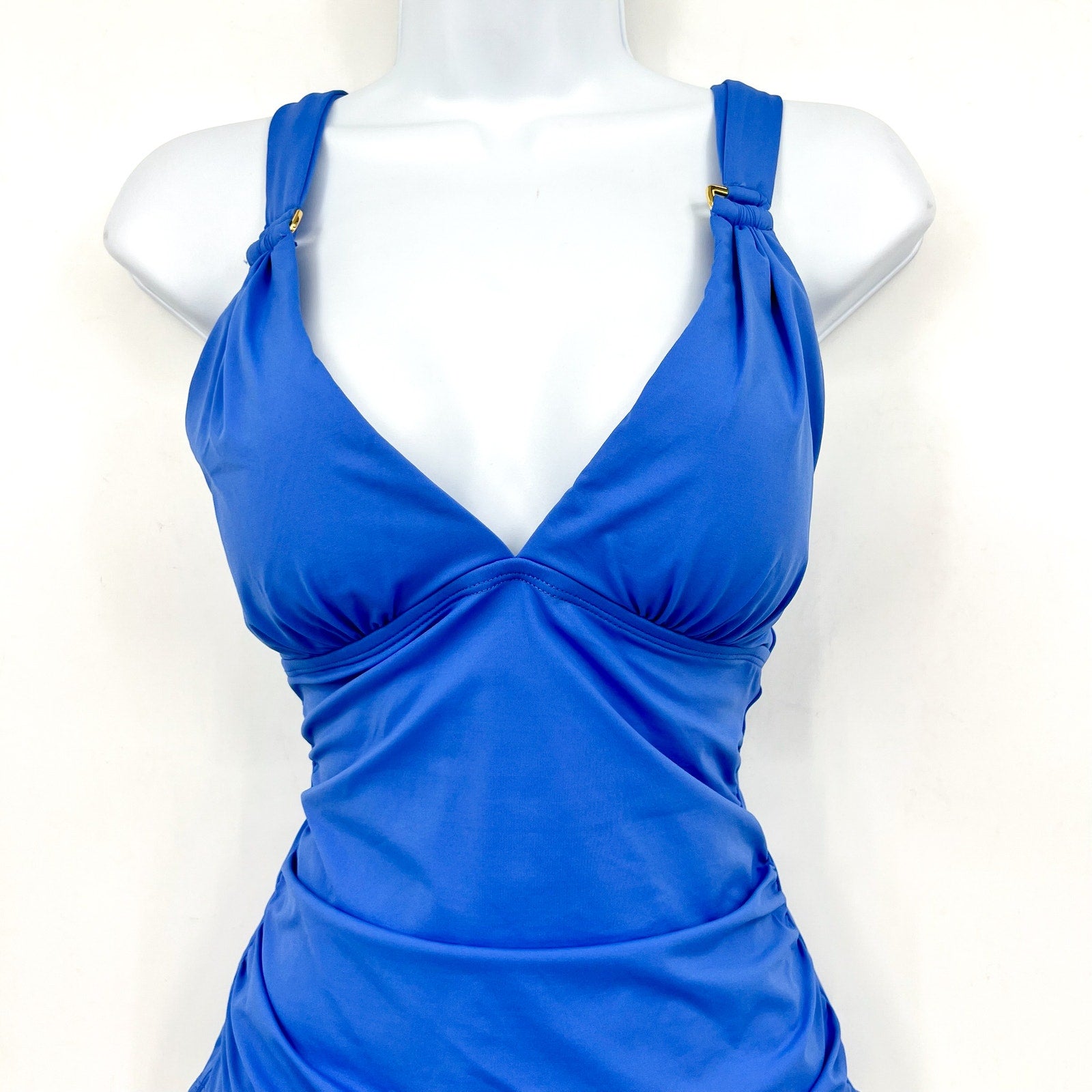 TOMMY BAHAMA Novelty Pearl One-Piece Swimsuit 10 Cornflower Blue Lace-Back NWOT