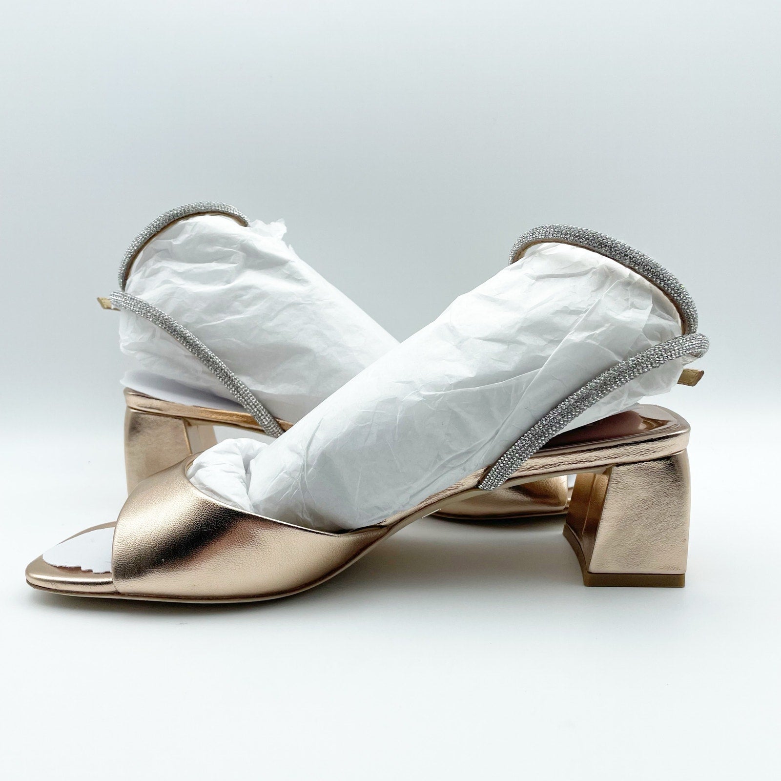 Badgley Mischka Womens Infinity II Heel Sandals US 8 EU 38.5 Champagne Pink NIB