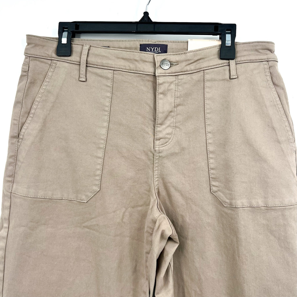 NYDJ Womens Relaxed Crop Straight Leg Jeans Size 10 Beige Tan Utility Pocket NWT