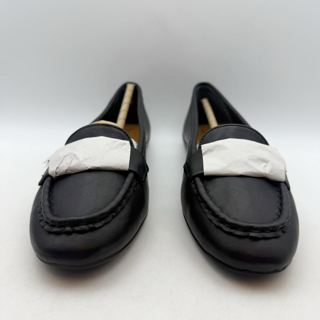 Franco Sarto Womens Faris Slip On Flats US 9.5 Black Vegan Leather Loafers NIB