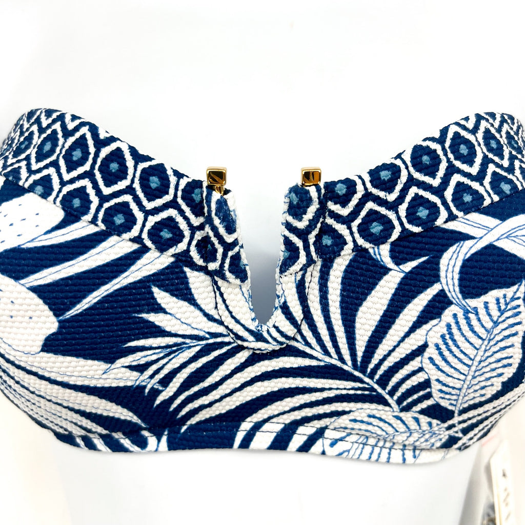 TOMMY BAHAMA Island Cays Blooms Bandeau Bikini Top Small Indigo Tide NWT