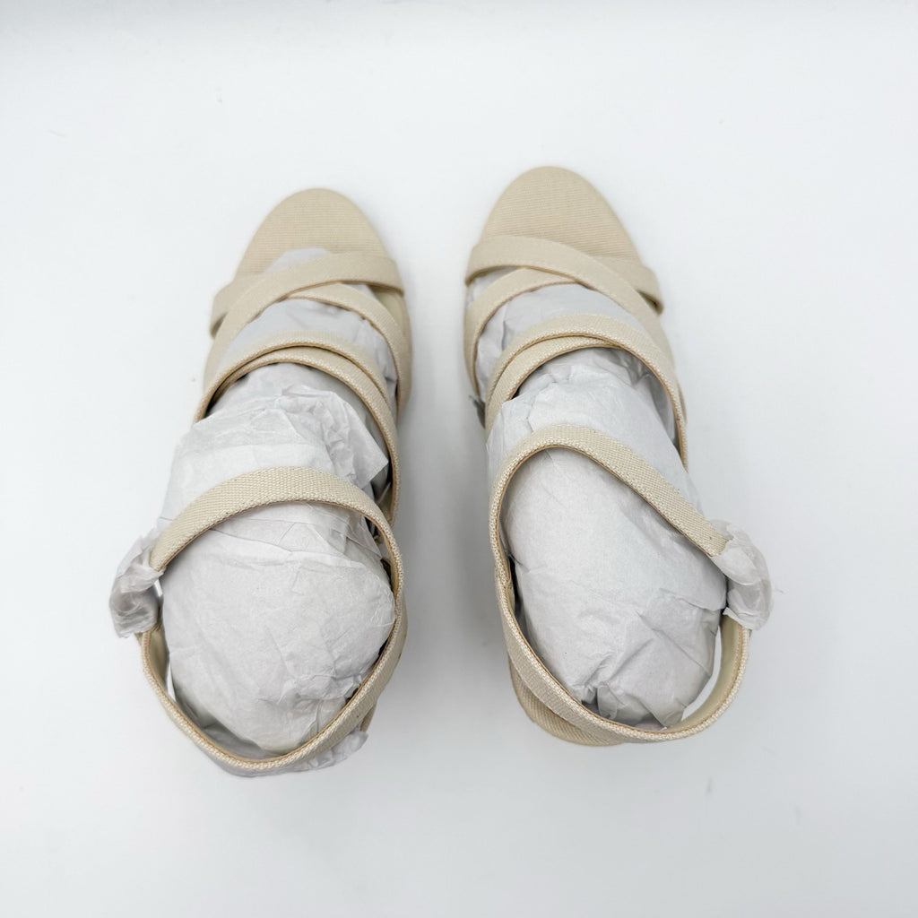 DOLCE Vita Womens DV8 Plume Wedge Sandals Size 7.5 Cream Beige Canvas NWOB