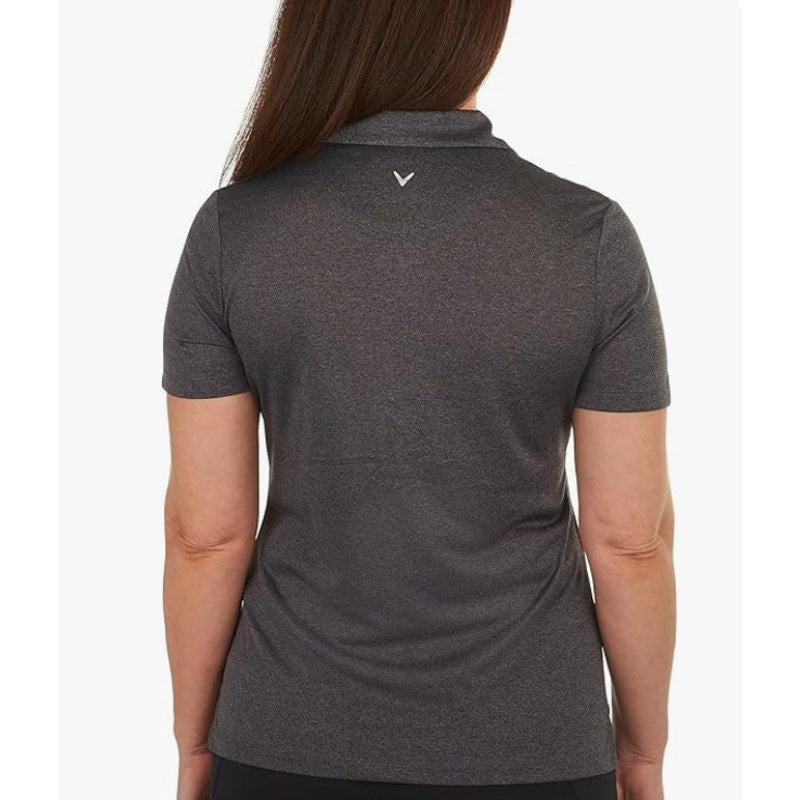 CALLAWAY Womens Quarter Zip Short Sleeve Golf Polo Shirt XL Black Heather NWT