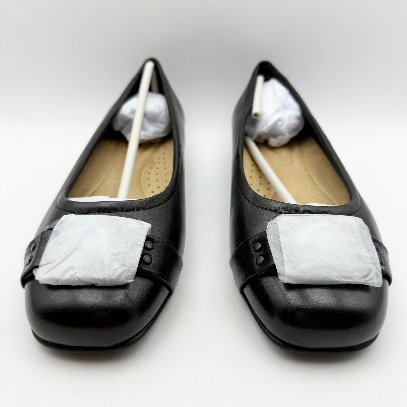 Trotters Womens Sizzle Signature Flat US 8.5 WW EU 39 Black Leather Slip On NIB