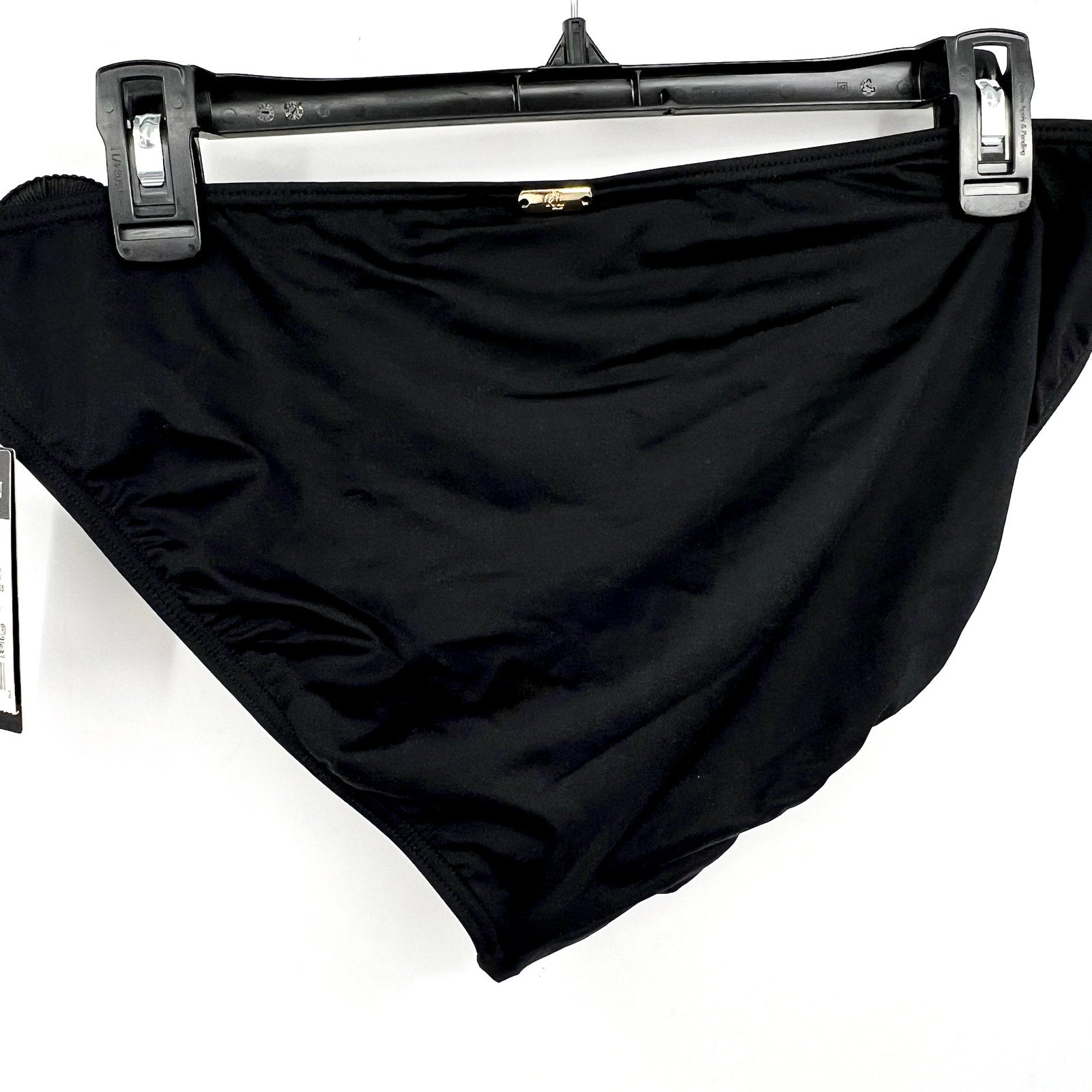 LAUREN RALPH LAUREN Women's Macrame O-Ring Bikini Bottom Size 12 Black NWT