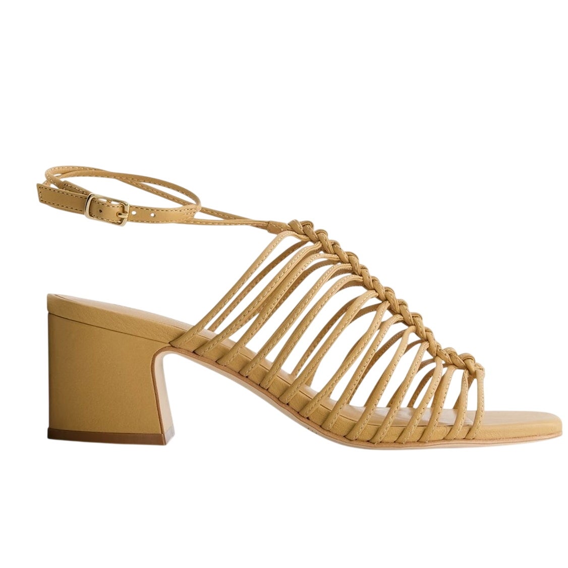 Bernardo Womens Briga Strappy Block Heel Sandals Size 6.5 Tan Dune Leather NWOB
