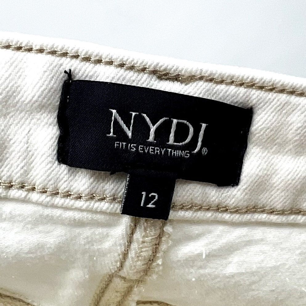 NYDJ Women's Teresa Wide Leg Jeans Size 12 Winter White Stretch 1.5'' Hem NWT