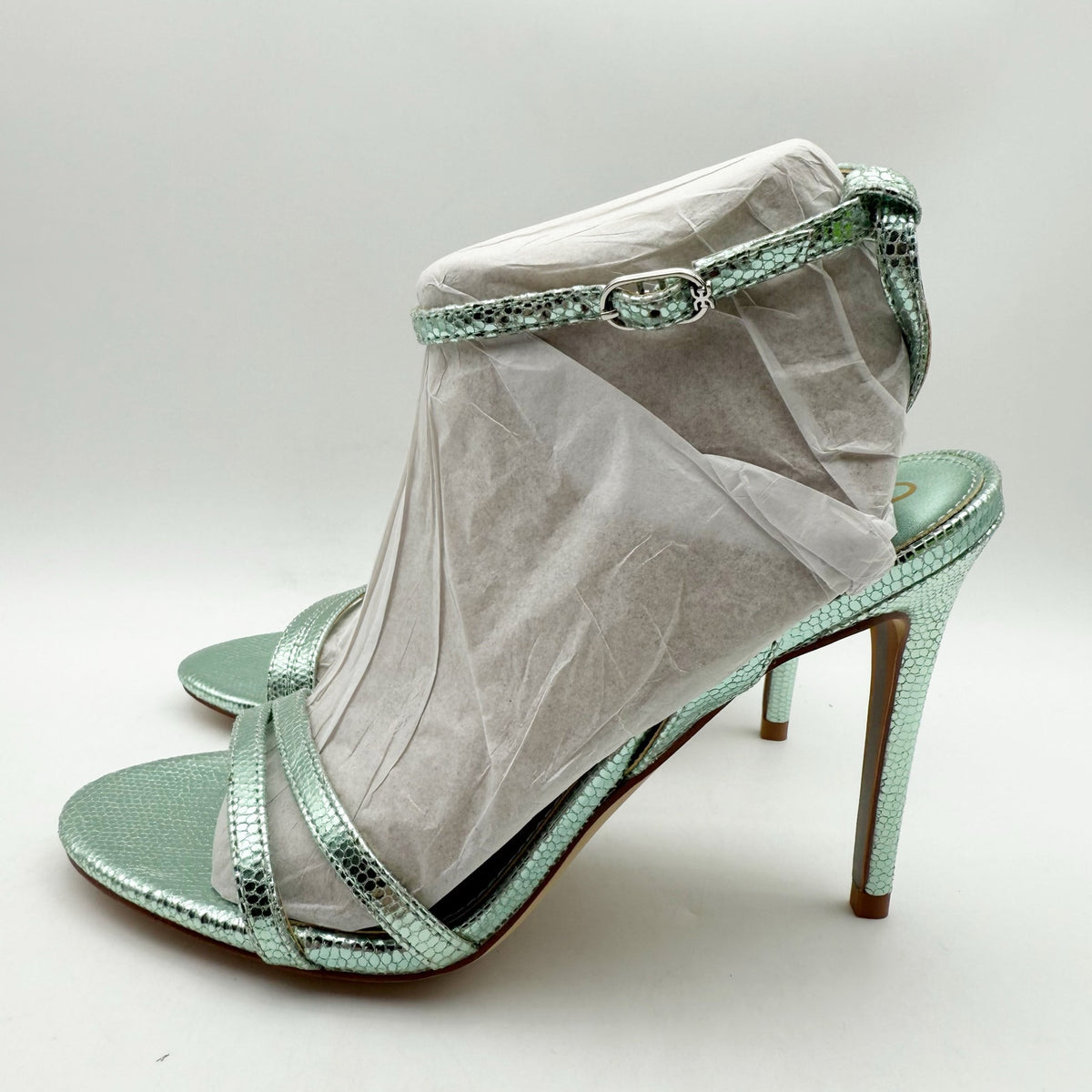 Sam Edelman Womens Gemmie Ankle Strap Heels Size 6.5 M Sea Green Sandals NIB