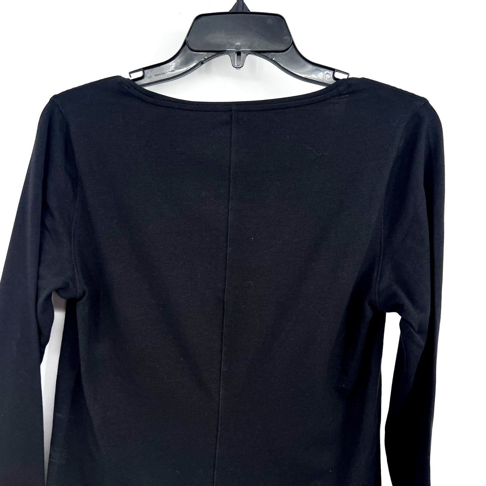 EVERLANE Women's Supima Form Ballet Neck Tee Large Black Long Sleeve NWT