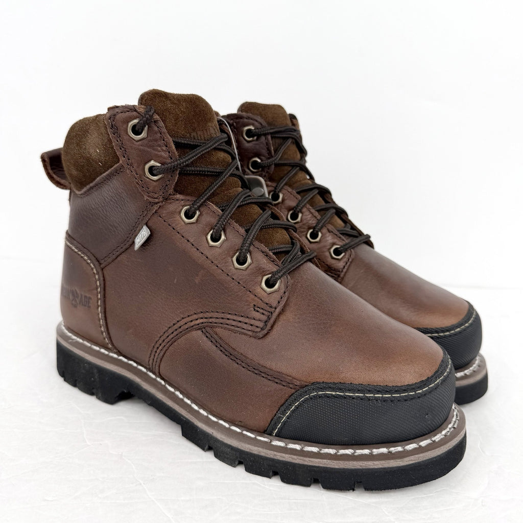 Iron Age Mens Dozer 6 Work Boots US 6 Wide Brown Leather Steel Toe NIB