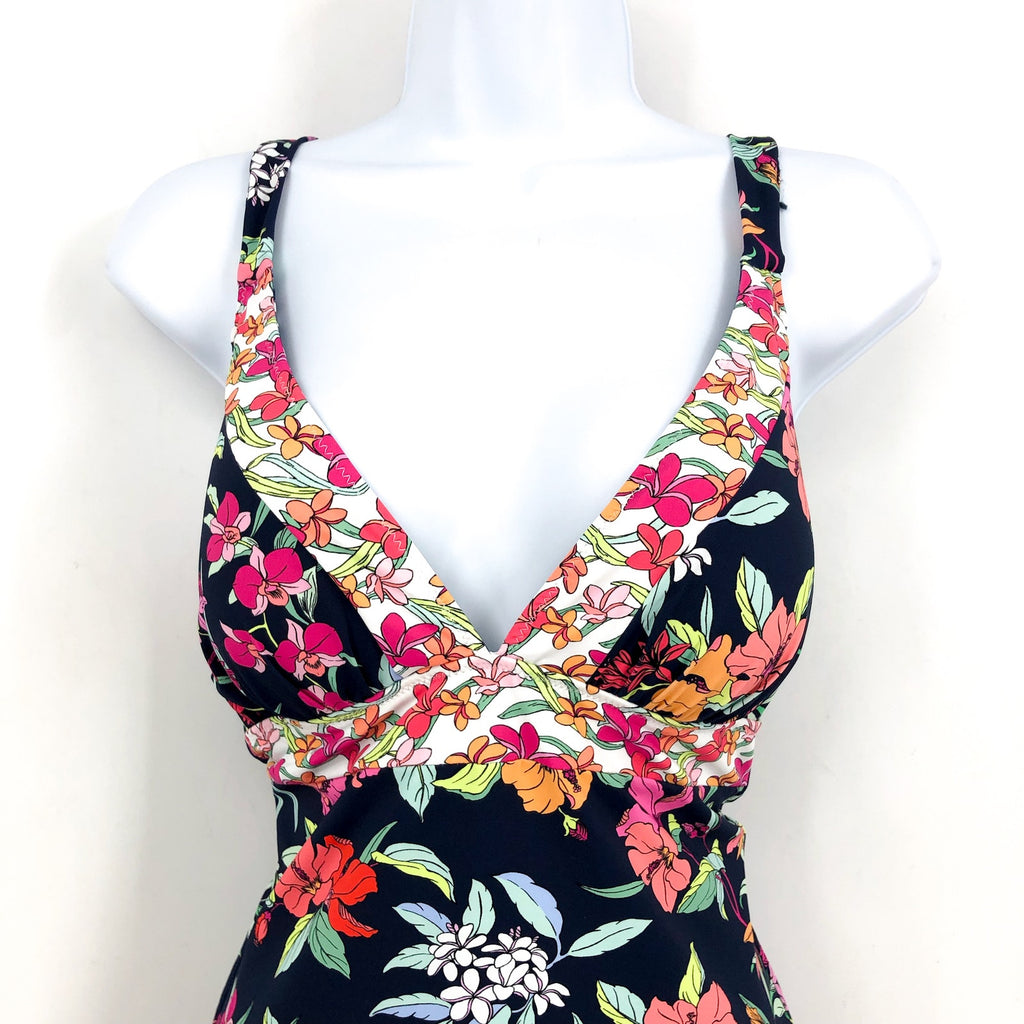 TOMMY BAHAMA Summer Floral Reversible One Piece Swimsuit Size 12 Navy Blue NWT