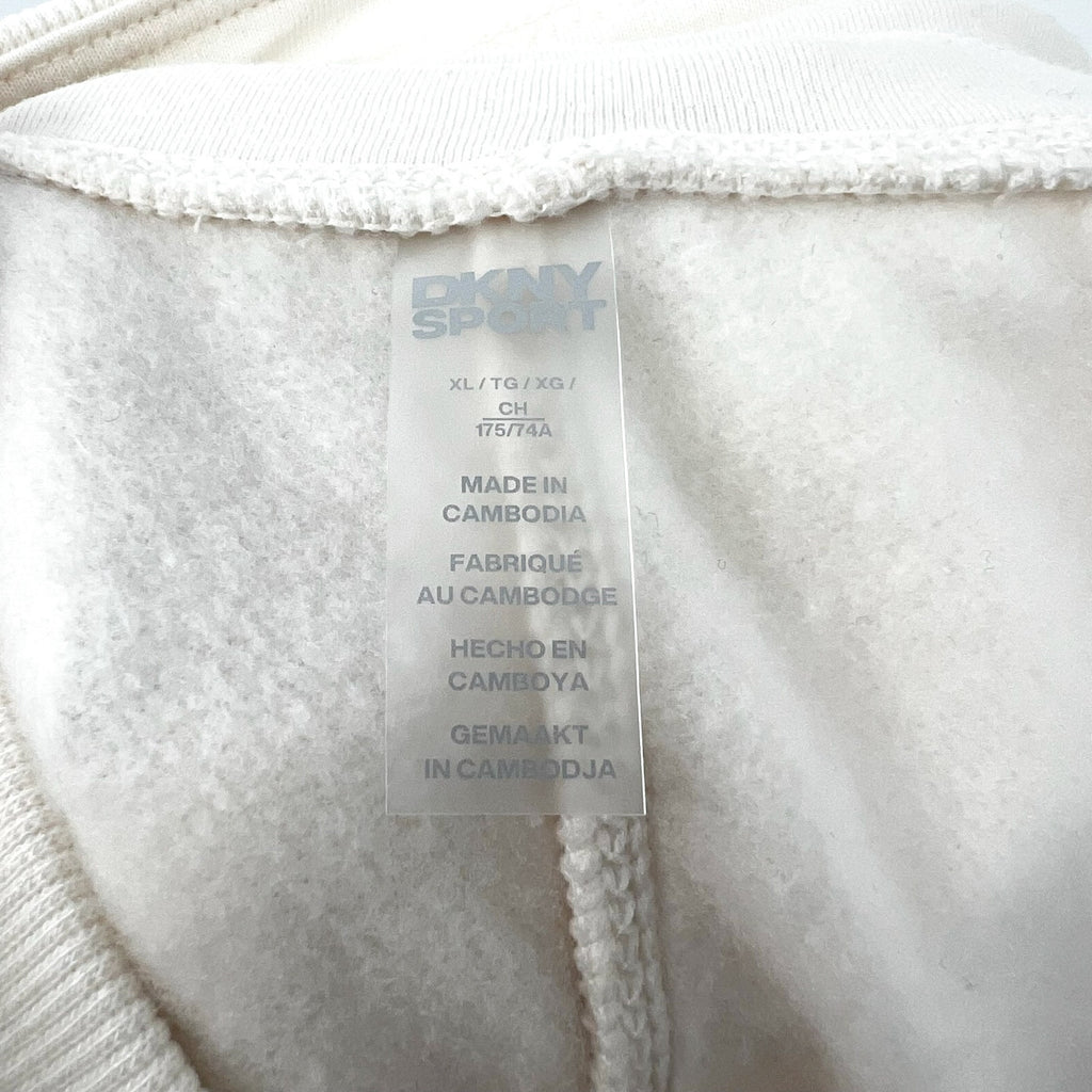 DKNY Womens Stacked Logo Relaxed Joggers XL Cream Embroidered Sweatpants NWT