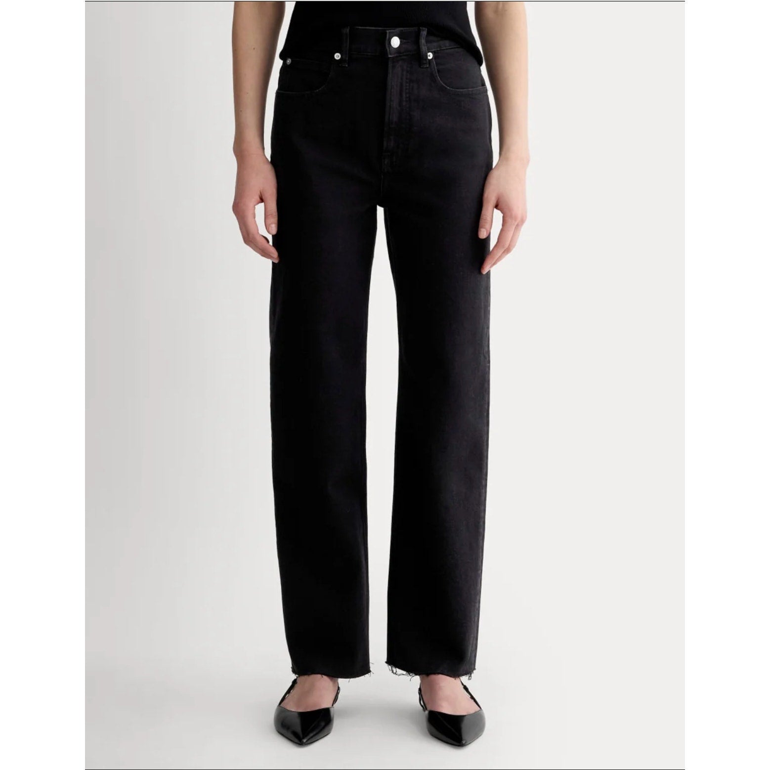 EVERLANE Womens The Way-High Jeans 33x30 US 16 Black Coal Straight Leg NWT