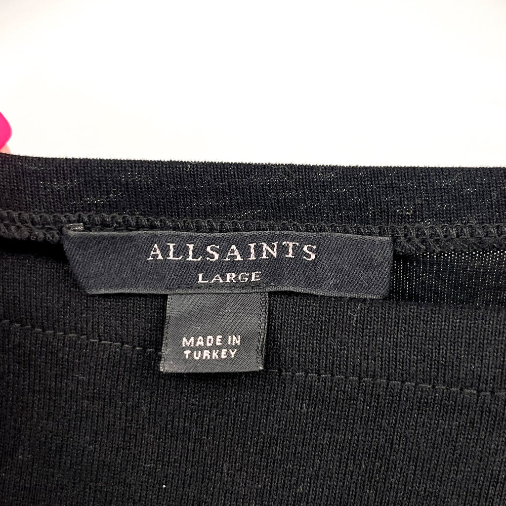 ALLSAINTS Women's Rita Oversized T-Shirt Large Black Long Sleeve NWT