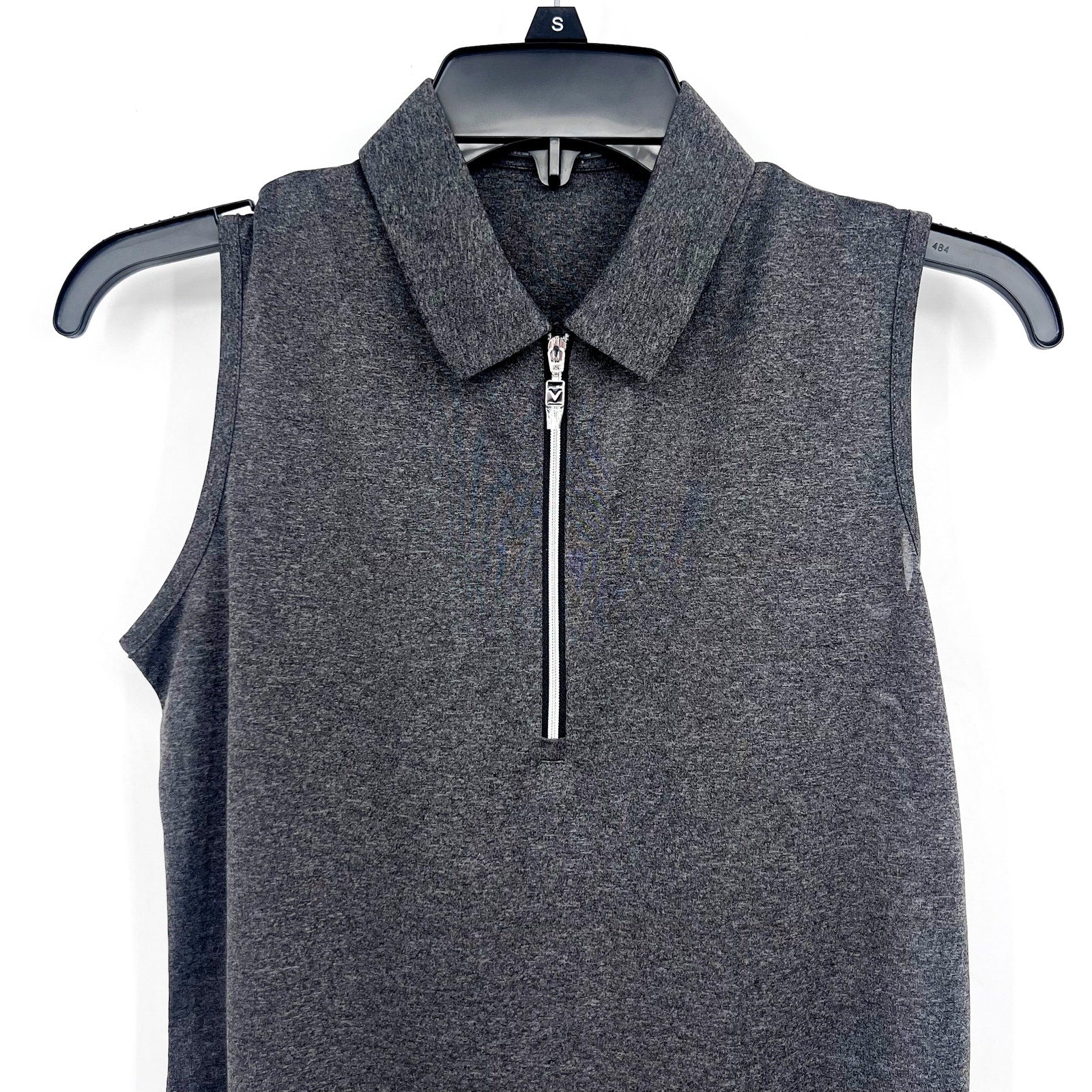 CALLAWAY Women's 1/4 Zip Sleeveless Polo Shirt Small Black Heather Golf NWT
