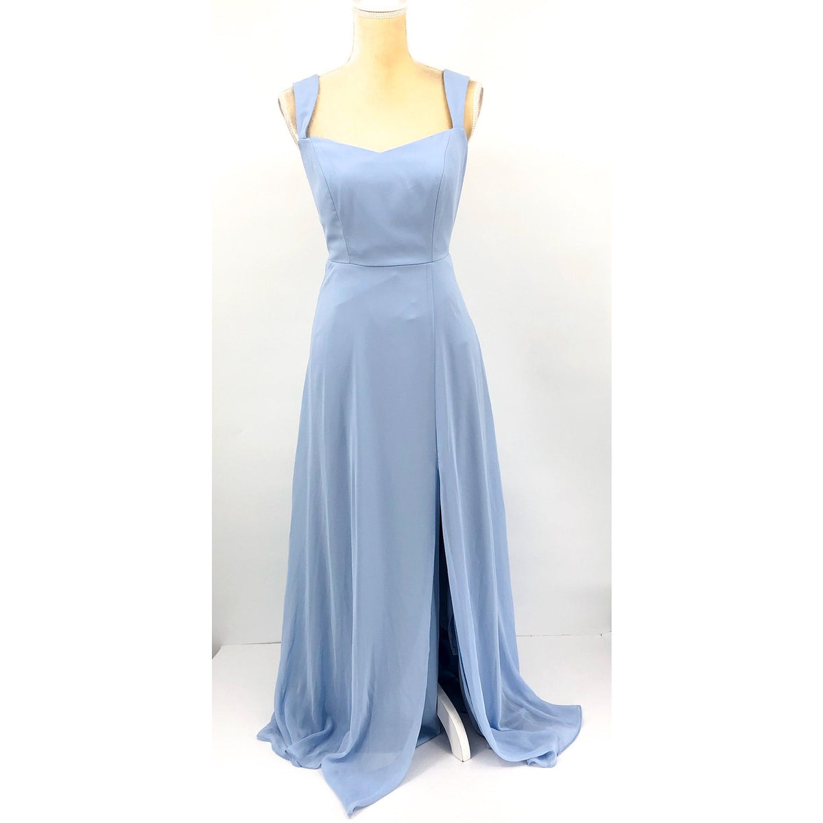 AFTER SIX Lux Chiffon Sweetheart Maxi Dress Size 6R Sky Blue Wide Strap NWT