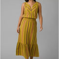 PRANA Womens California Dreaming Midi Dress Small Yellow Stripe Sleeveless NWT