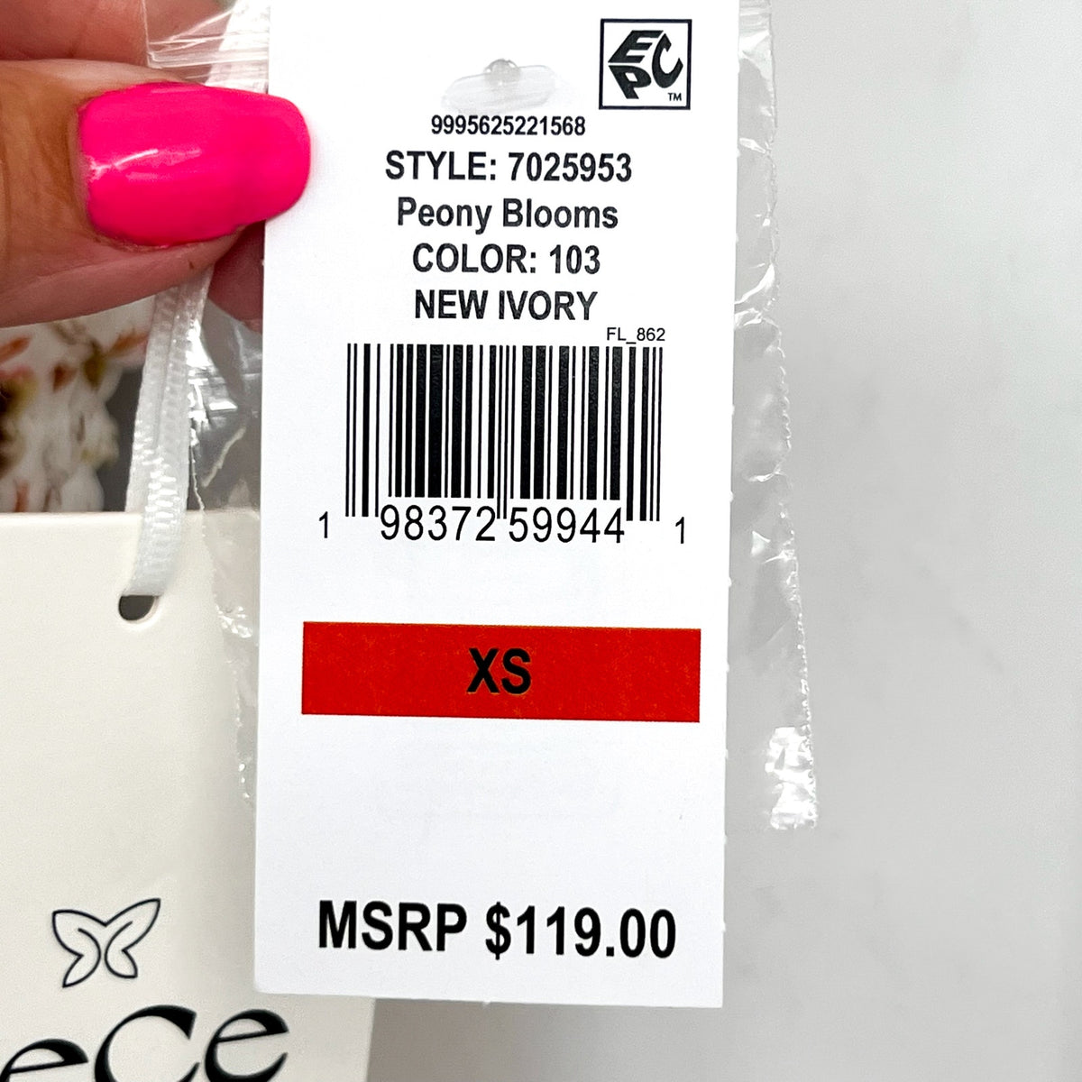 CECE Women's Short Ruffle Front Dress XS White Pink Peony Floral Print NWT