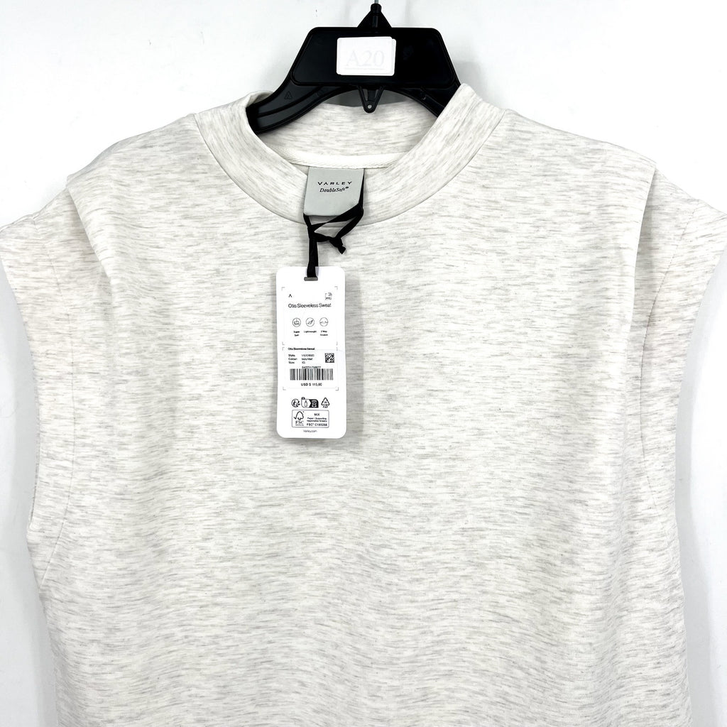 VARLEY Women's Otis Sleeveless Sweatshirt Size XS Ivory Marl Crewneck NWT