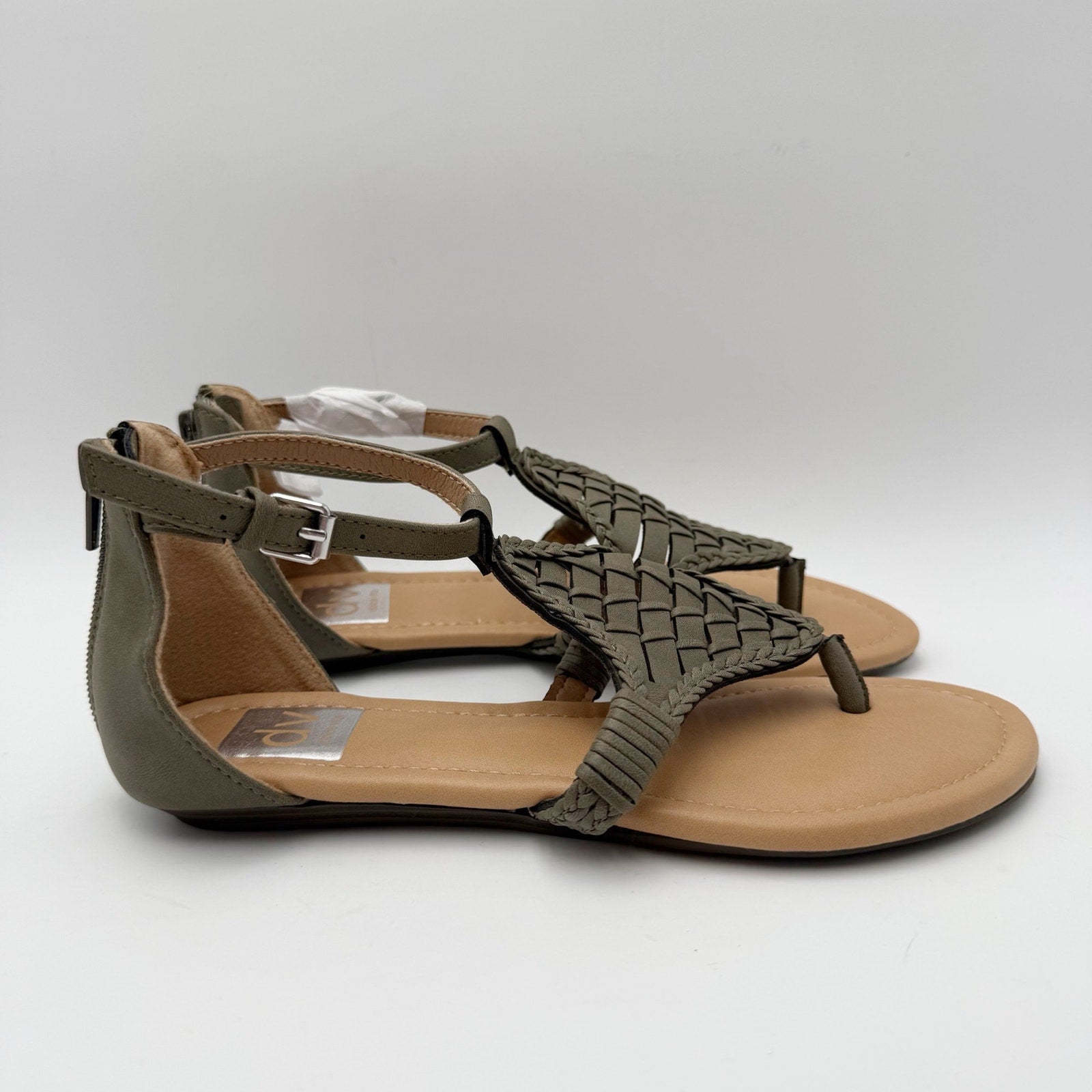 DV by Dolce Vita Womens Lissie Woven Thong Sandals Size 6 Olive Green Flats NWOB