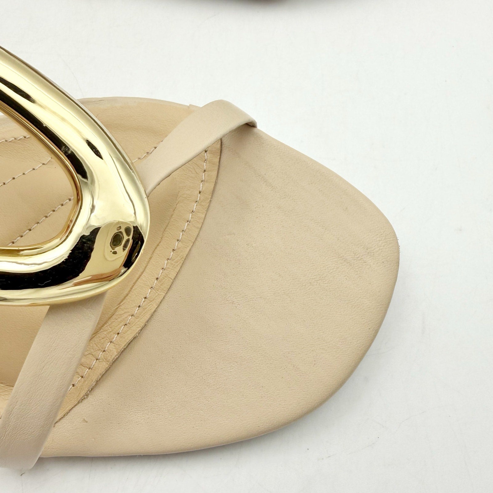 Cecelia New York Womens Mig Slide Sandals US 10 Nude Beige Gold Leather NWOB