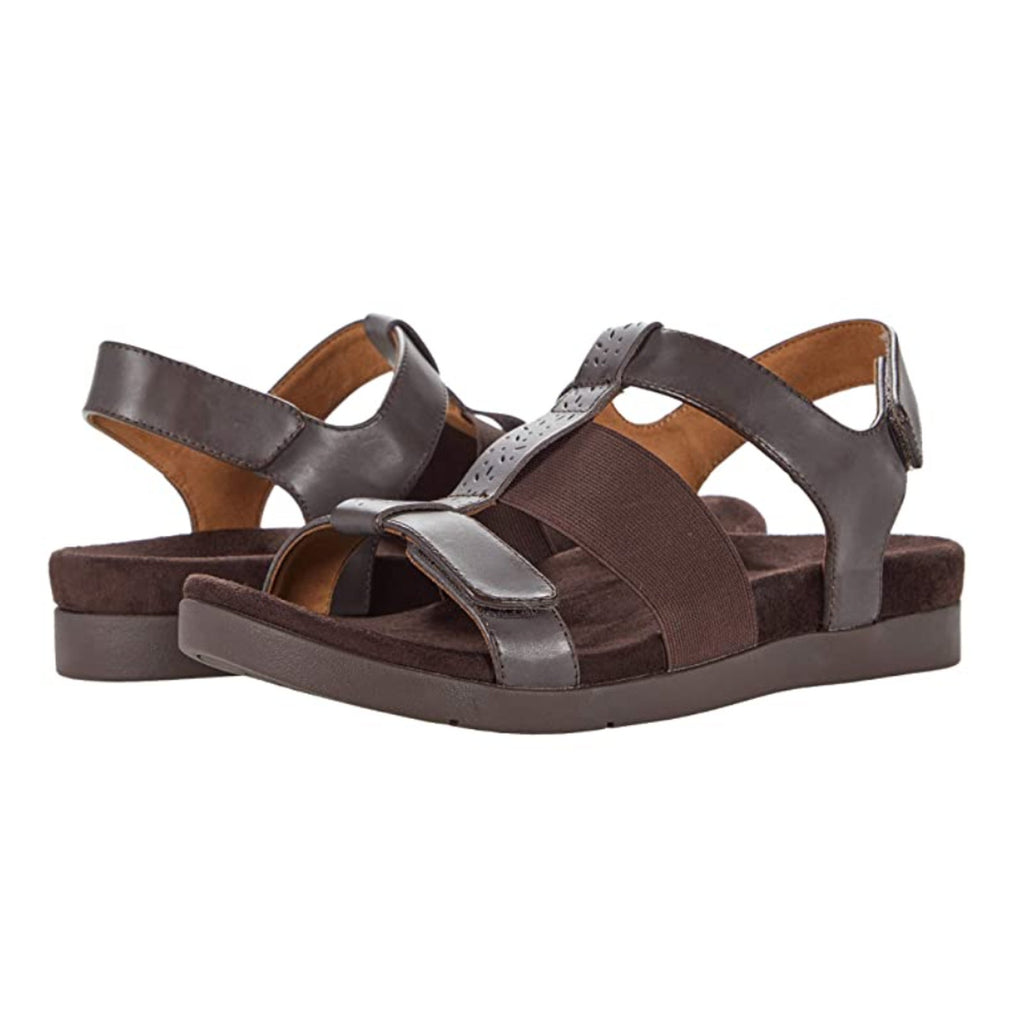Spenco Womens Anabel Hook & Loop Sandal 7 Wide EU 37.5 French Roast Brown NIB