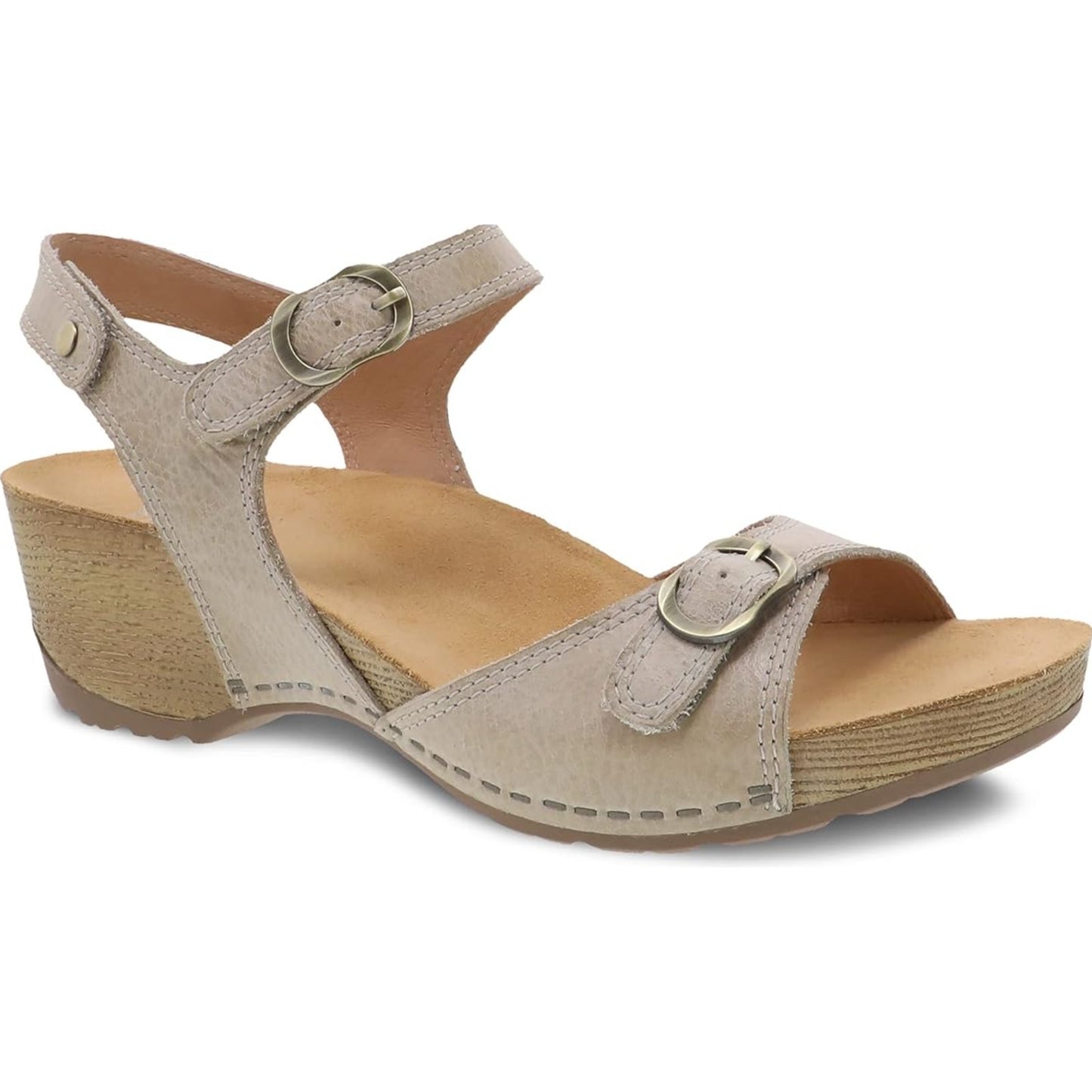 Dansko Womens Tricia Wedge Sandal EU 37 US 6.5-7 Beige Linen Leather Shoe NIB
