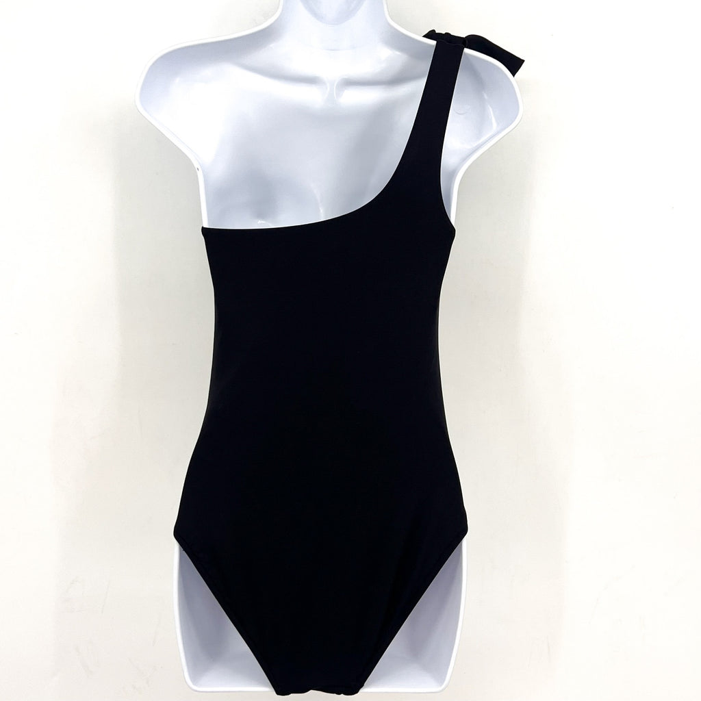 SEAFOLLY Women's Beau One Shoulder Swimsuit Size 4 Black Bow Tie NWT