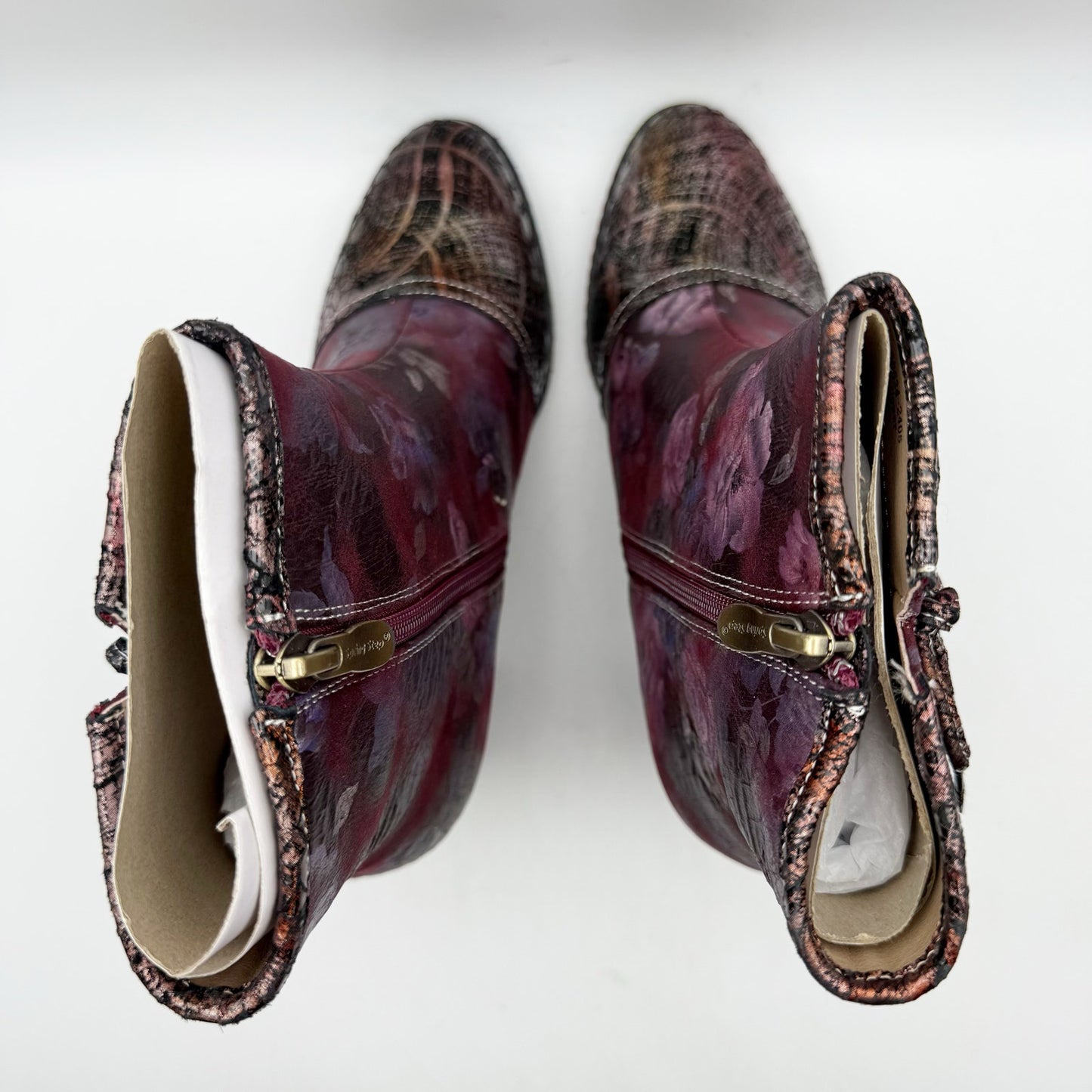 L'Artiste by Spring Step Womens Carre Heeled Boots EU 37 US 7 Purple Leather NIB