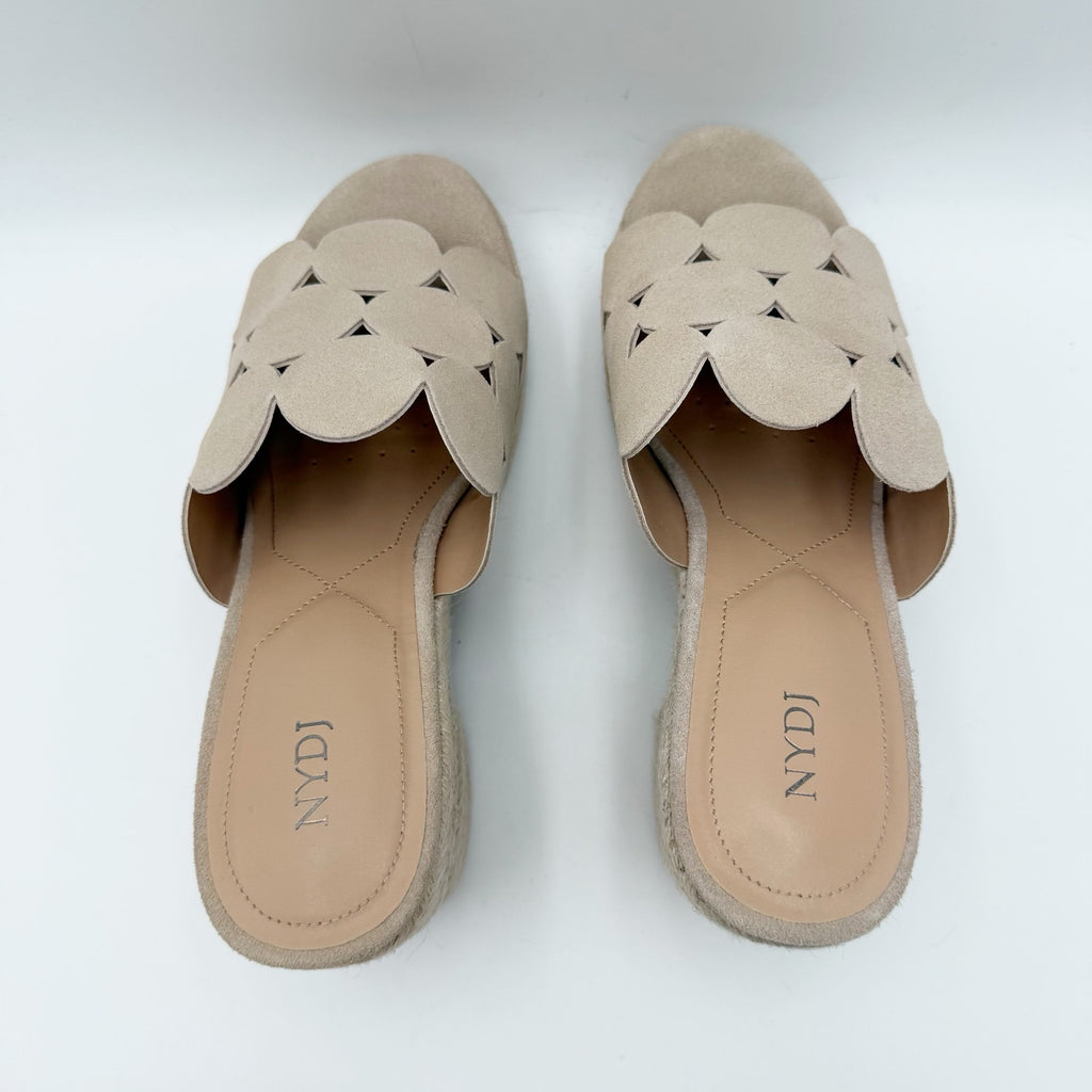 NYDJ Womens Helene Heeled Sandals Size 8.5 M Sand Beige Suede Platform NIB