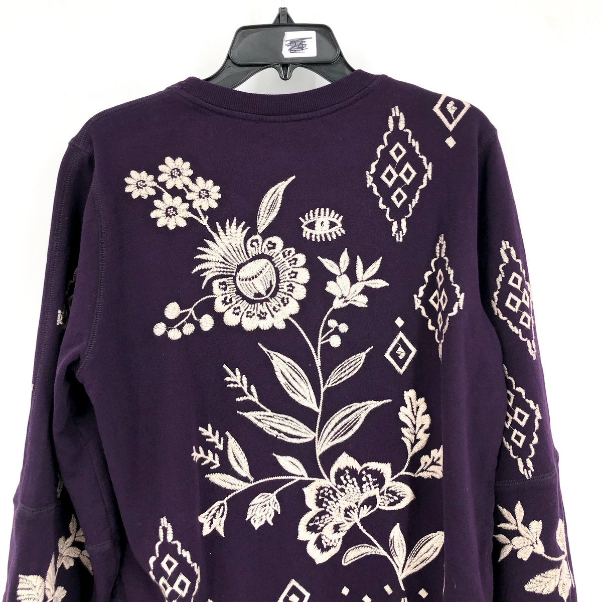 JOHNNY WAS Women's Ivey High Slit Sweatshirt Medium Deep Purple Floral NWT