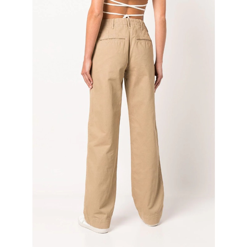 RE/DONE Womens 90s Loose Trousers Size 31 US 12 Tan High Waist Chinos Twill NWOT
